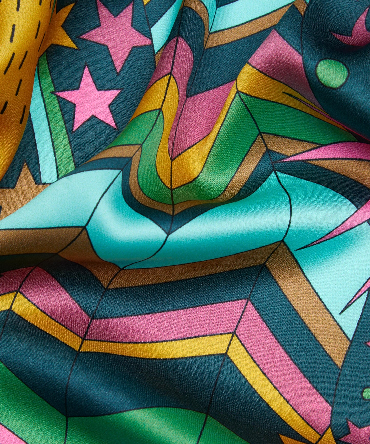 DARK TEAL My Grown Up Star 100% Silk Satin by Liberty of London Fabrics