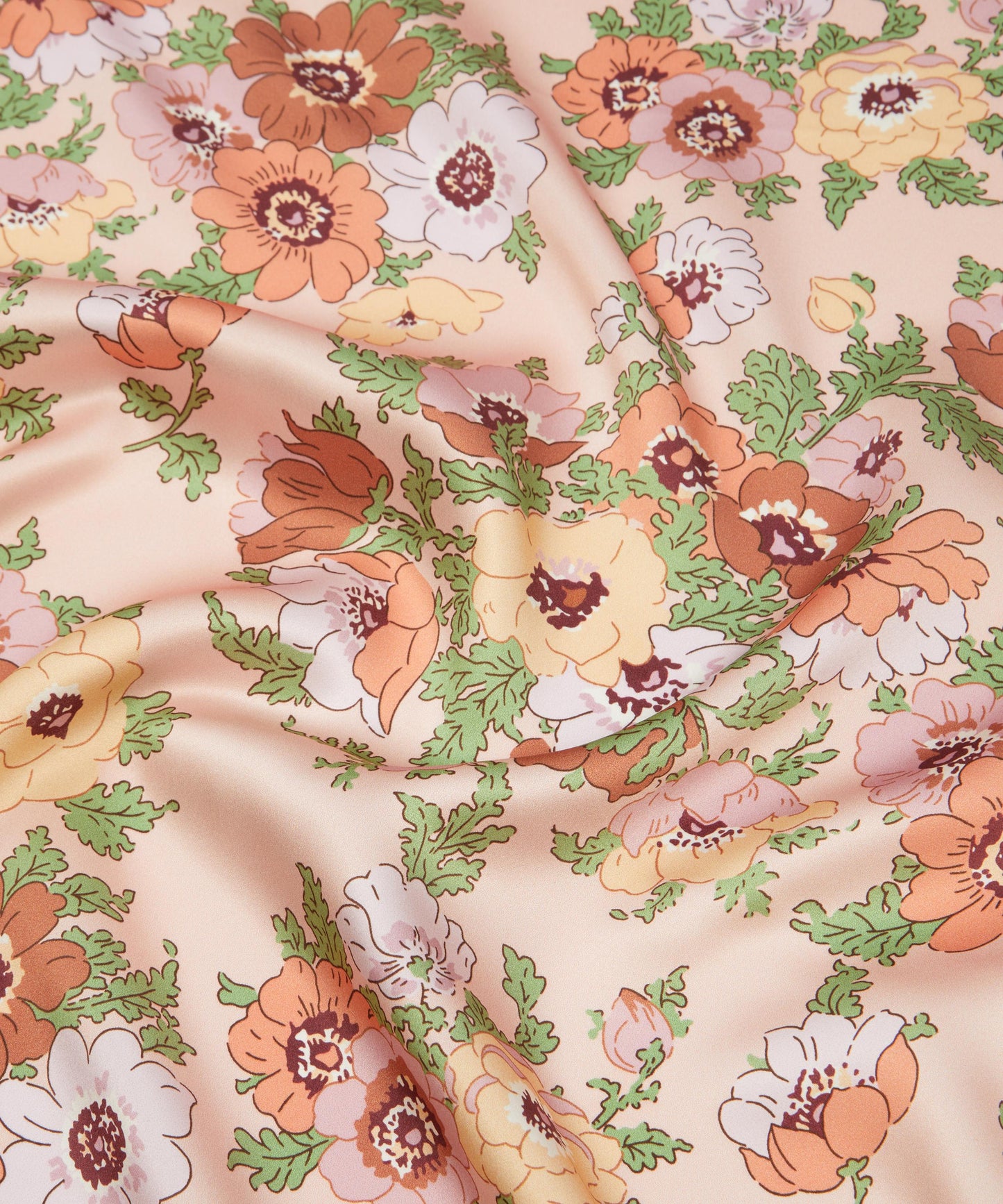 PEACH PINK Madeleine 100% Silk Satin by Liberty of London Fabrics