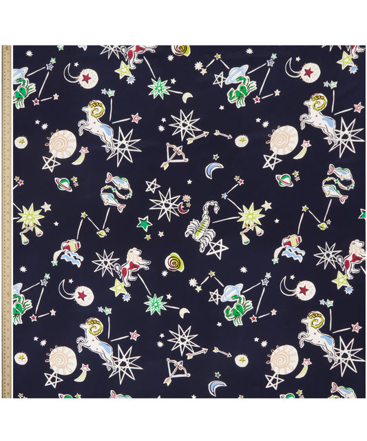 NAVY Surrealist Sky 100% Monument Silk Twill by Liberty of London Fabrics