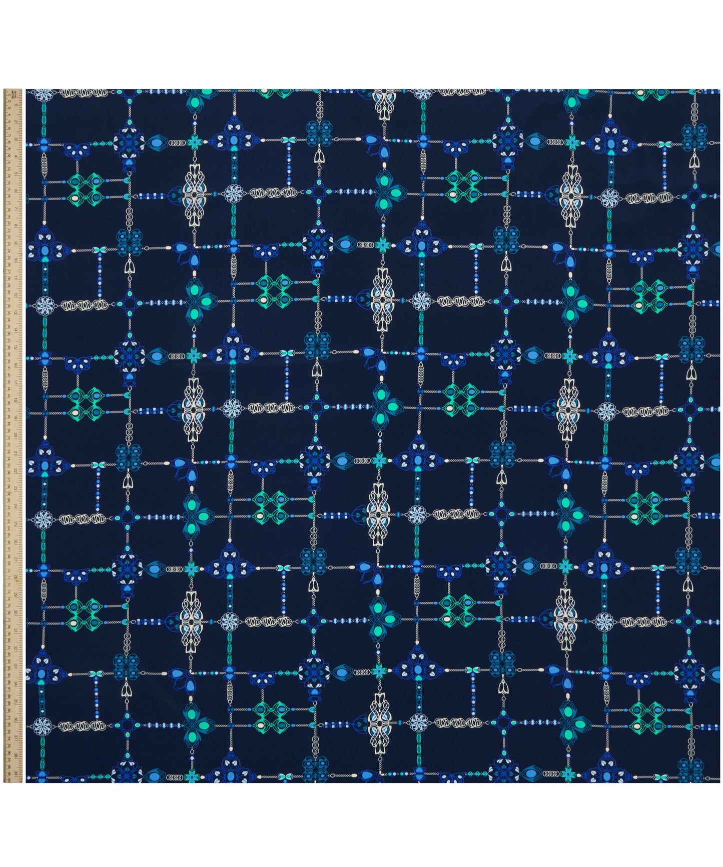 NAVY Treasure Chest 100% Silk Crepe De Chine by Liberty of London Fabrics