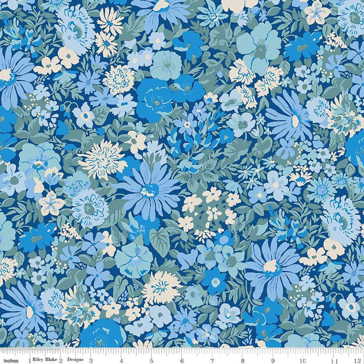 BLUE FLORAL Malvern Field Wideback 107" - Liberty for Riley Blake