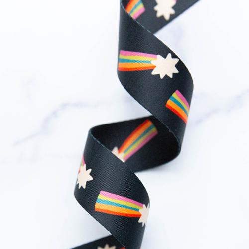 BLACK Shooting Star 1.5 inch Webbing from Stitch Supply Co. and Ruby Star Society