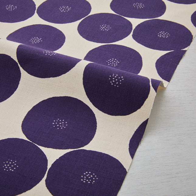 NATURAL PURPLE DOTS 100% Lightweight Cotton Canvas, Muddy Works from KOKKA