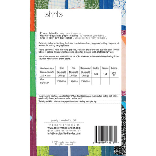 Shirts Quilt Pattern by Carolyn Friedlander