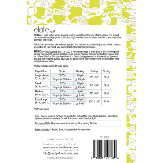 Elate Quilt Pattern by Carolyn Friedlander