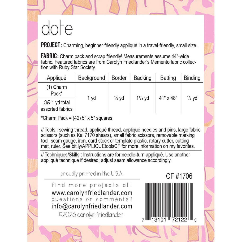 Dote Charm Quilt Pattern by Carolyn Friedlander