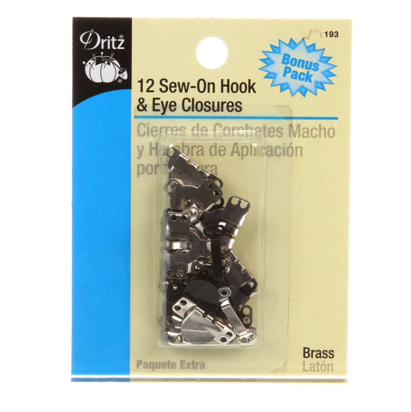 12 Sew-On Hook & Eye Closures by Dritz
