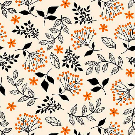 CREAM Leaf Sprigs, Blooms of Joy by Quilting Treasures