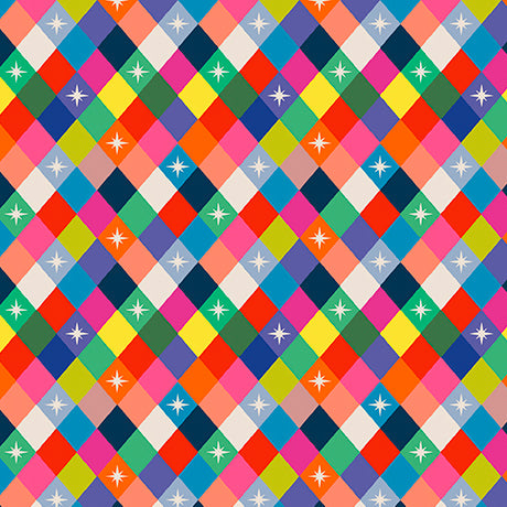 MULTI Harlequin Check, Circus Spectacular by QT Fabrics