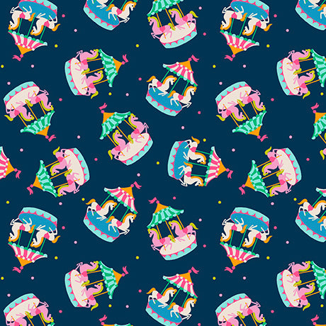 NAVY Carousels, Circus Spectacular by QT Fabrics