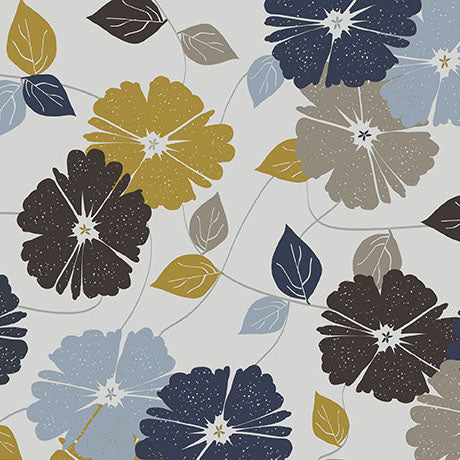 LIGHT GRAY Floral Vine Wideback (108"), Modern Refinement by QT Fabrics