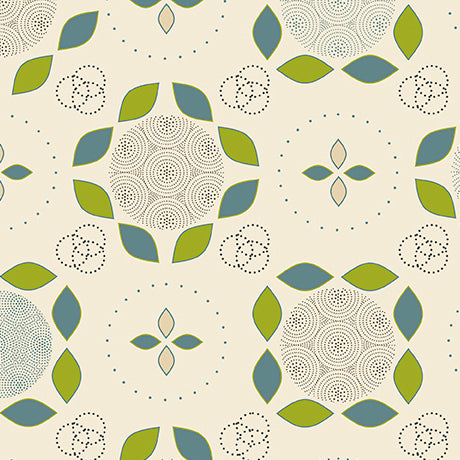 CREAM Geo Floral, Renewal of Hope by QT Fabrics