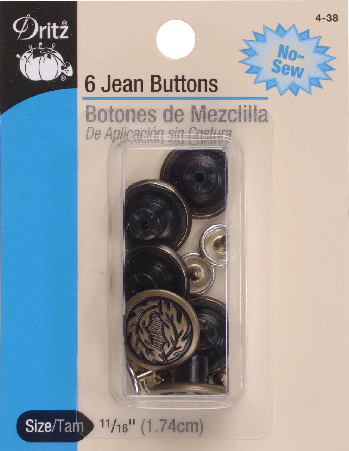 Jeans Buttons Antique Brass 12 count from Dritz