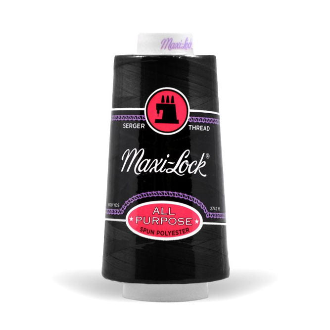 BLACK Maxi-Lock Polyester Serger Thread 50wt 3000yds