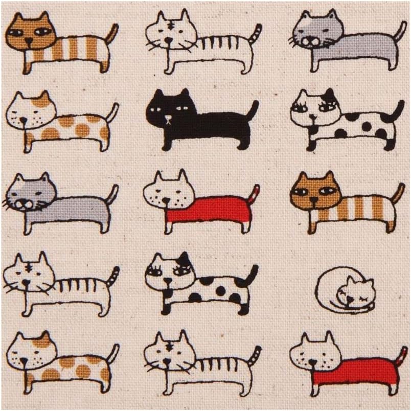 NATURAL Cats, Linen/Cotton Canvas from Cotton Kobayashi