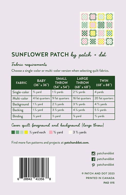 Sunflower Patch Quilt Pattern by Patch and Dot