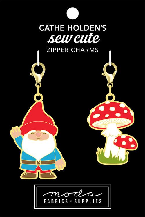 Gnome & Mushroom Zipper Pulls 2ct Cathe Holden's Sew Cute