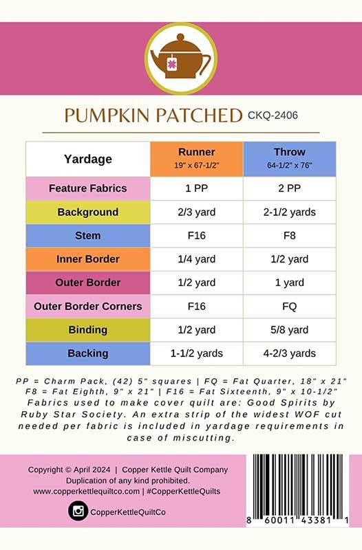 Pumpkin Patched Quilt Pattern by Copper Kettle Quilt Company