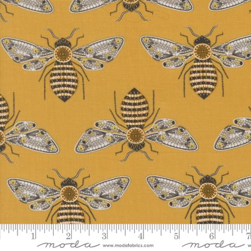 HONEY Metallic Bumblebee Novelty Bees, Bee Garden by Gingiber, Moda Fabrics