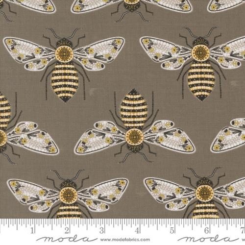 SLATE Metallic Bumblebee Novelty Bees, Bee Garden by Gingiber, Moda Fabrics