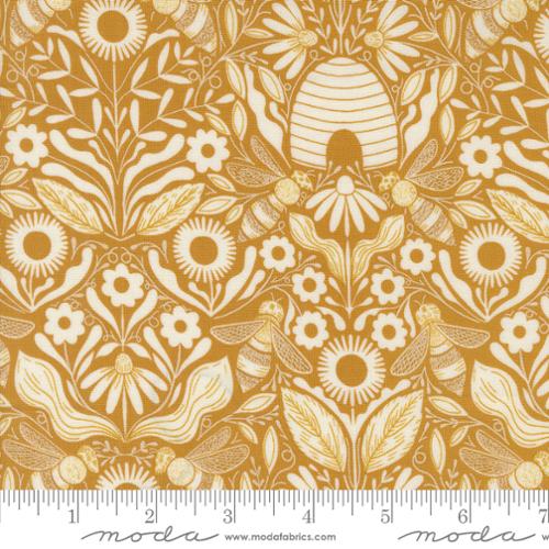 BEESWAX Melody Damask, Bee Garden by Gingiber, Moda Fabrics