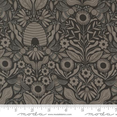 BLACK Melody Damask, Bee Garden by Gingiber, Moda Fabrics