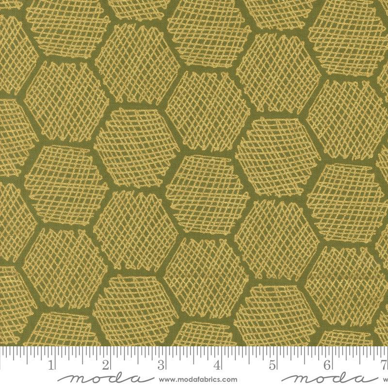 IVY Metallic Honeycomb Geometrics, Bee Garden by Gingiber, Moda Fabrics