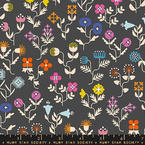SOFT BLACK Forget me Not Florals, Salutations by Rashida Coleman Hale for Ruby Star Society