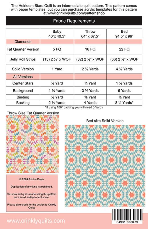 Heirloom Stars Quilt from Crinkly Quilts