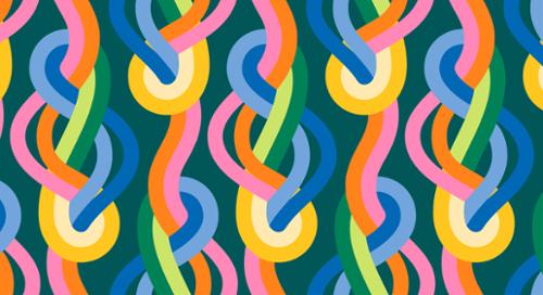 MOODY MULTI Knotted Geometric Rainbow Stripe, Groove by Emily Van Hoff, Moda Fabrics
