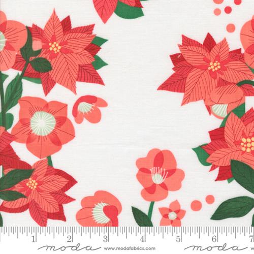SNOW Poinsettia Florals from Tiny Christmas by Lizzy House, Moda Fabrics