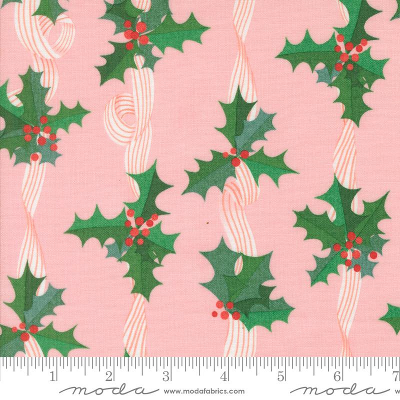 COTTON CANDY Holly Stripes from Tiny Christmas by Lizzy House, Moda Fabrics