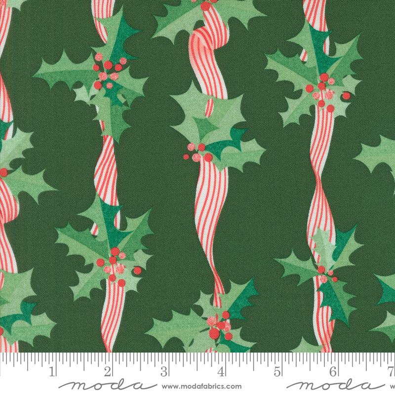 PINE Holly Stripes from Tiny Christmas by Lizzy House, Moda Fabrics