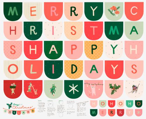 SNOW Garland Panel from Tiny Christmas by Lizzy House for Moda Fabrics