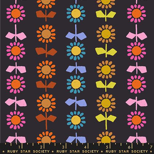 BLACK Daisy Stripe Cotton Canvas from Catnap by Alexia Abegg for Ruby Star Society