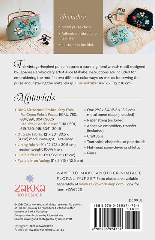 Vintage Floral Purse Pattern from Zakka Workshop