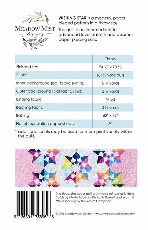 Wishing Star Quilt Pattern by Cheryl Brickey for Meadow Mist Designs