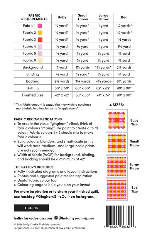 Gingham Glitz Quilt Pattern by Holly Clarke Design