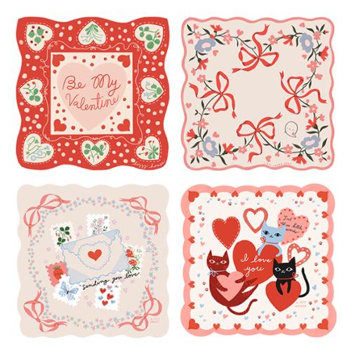 Funny Valentine Hankies Set of 4 from Lizzy House