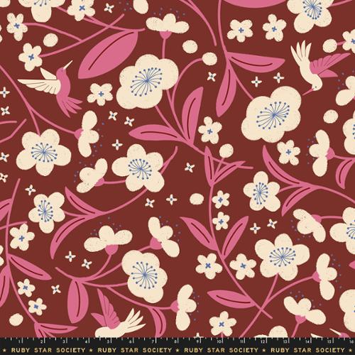 *Preorder* CRANBERRY Blossoms, 108" Wideback, Persimmon by Ruby Star Society