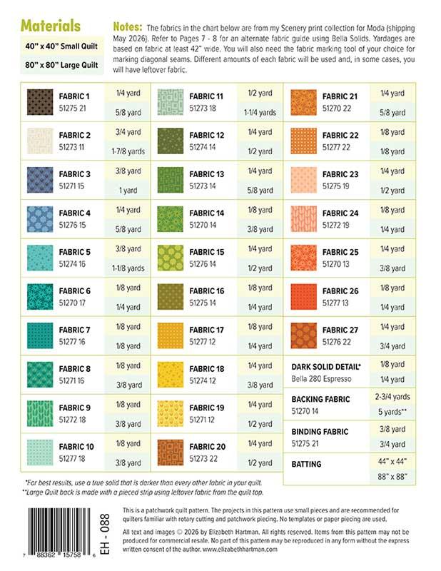 Outdoors by Elizabeth Hartman Quilt Pattern