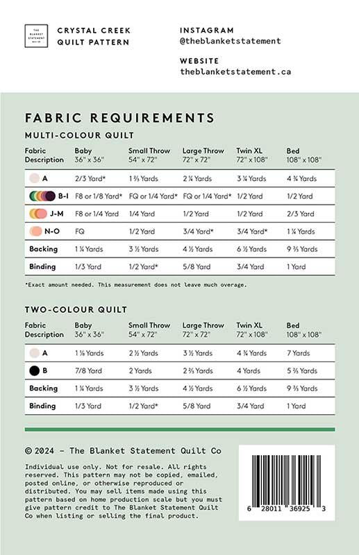 Crystal Creek Quilt Pattern by The Blanket Statement Quilt Company