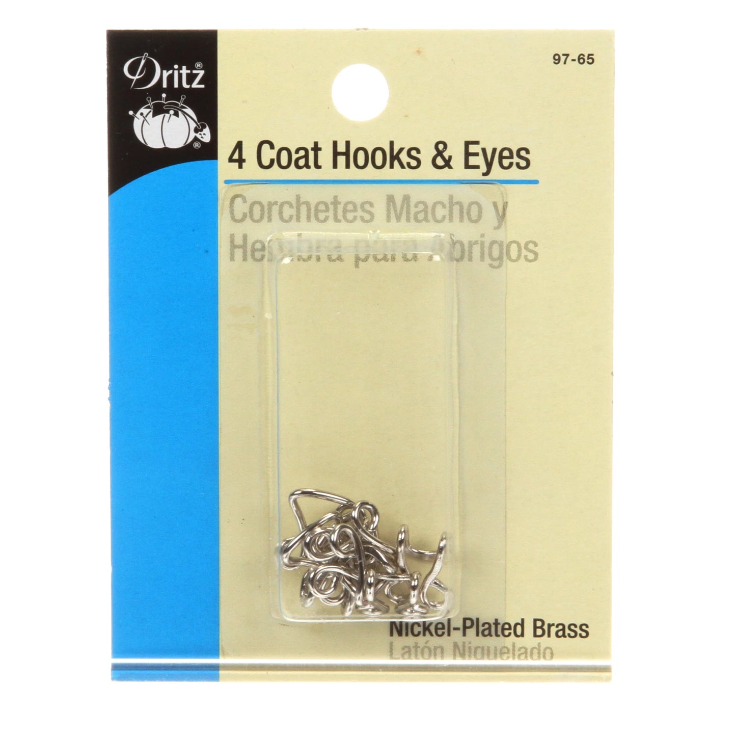 Coat Hook & Eye Closures by Dritz 4 count, Nickel