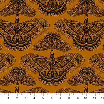 SAFFRON Cecropia, Indelible Ink by Anna Maria for Northcott Fabrics