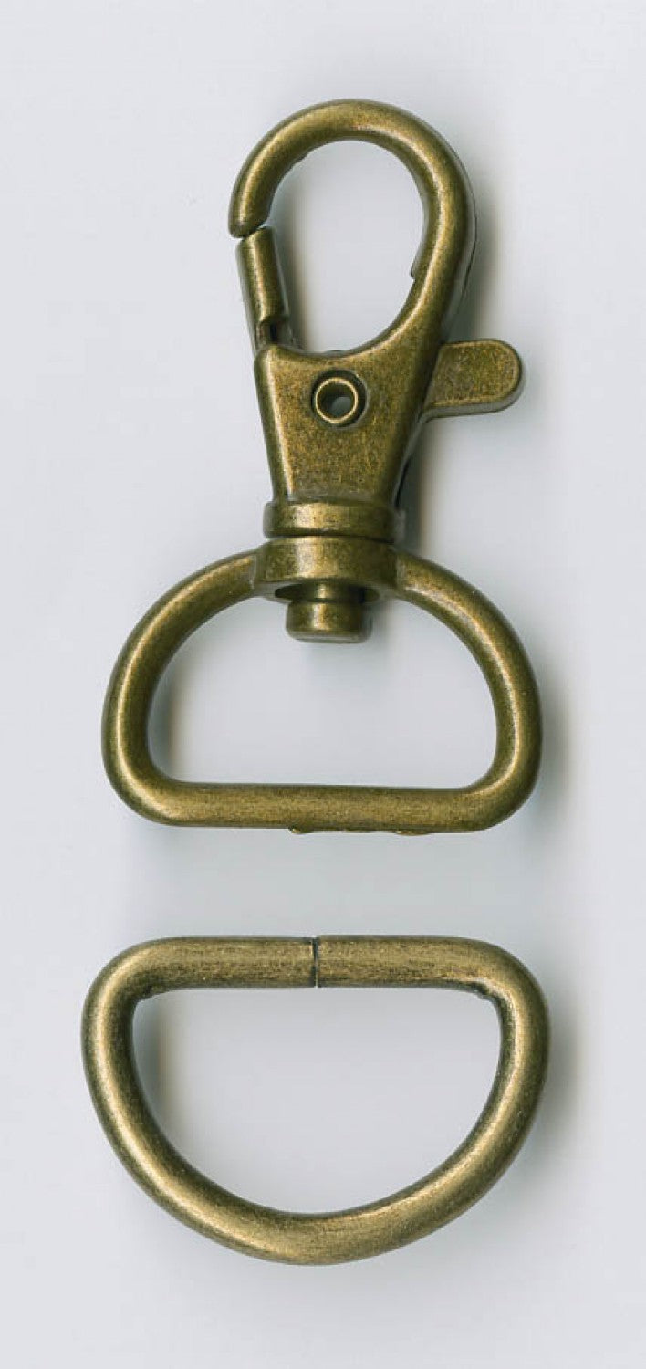 3/4 inch Brass Swivel Clip and D Ring from Atkinson Designs