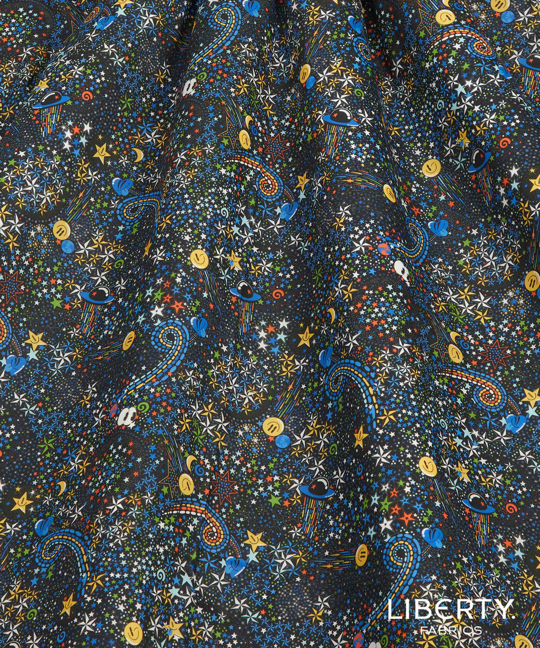 BLACK Adelajda in Space 100% Tana Cotton Lawn by Liberty of London Fabrics