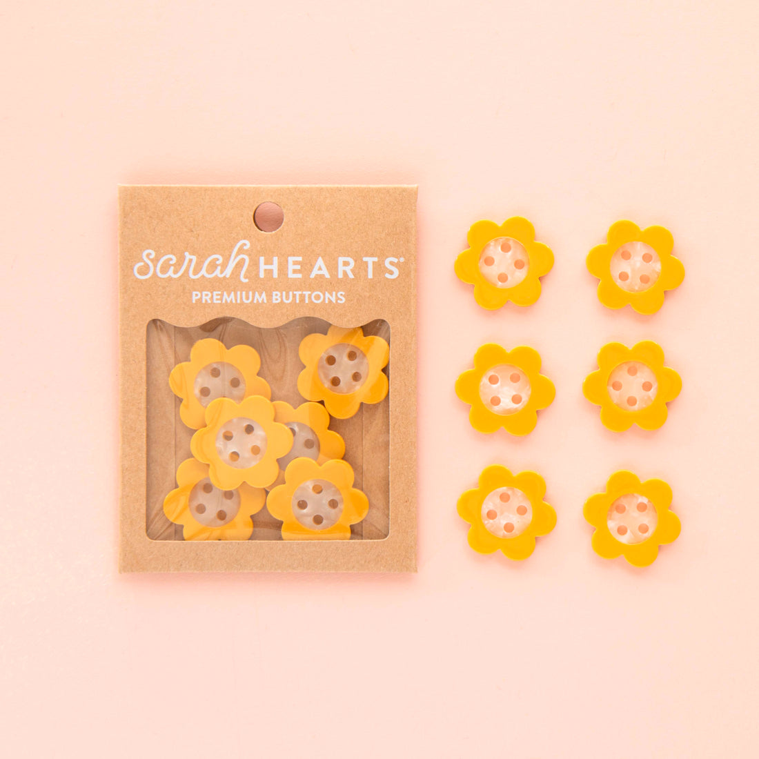 Yellow Daisy Large 1" Buttons from Sarah Hearts
