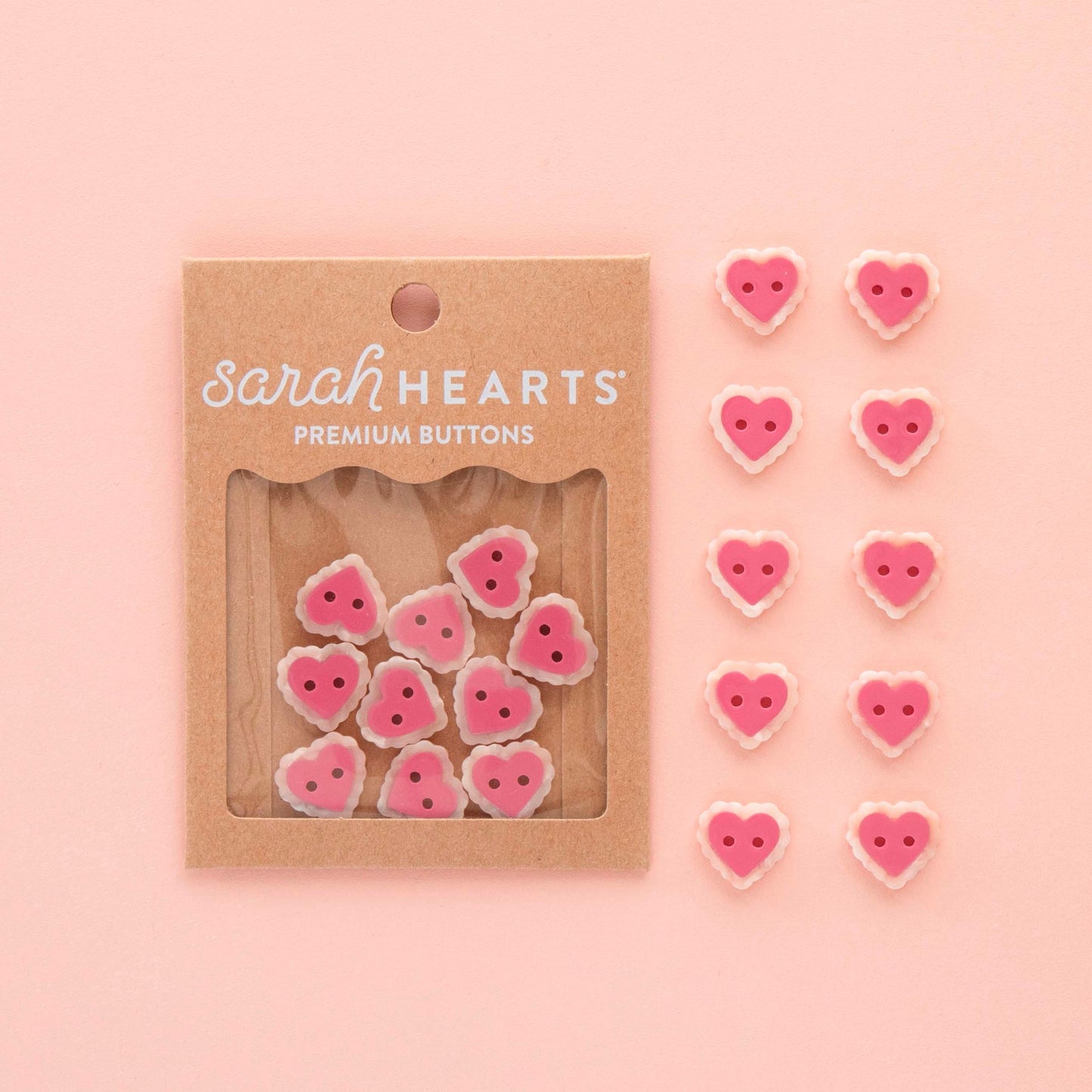 Pink Sweet Heart Small 5/8" Buttons from Sarah Hearts