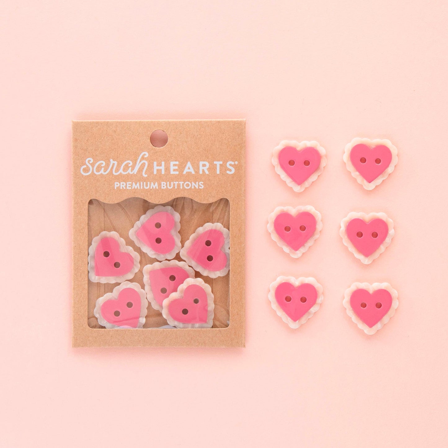 Pink Sweet Heart Large 1" Buttons from Sarah Hearts
