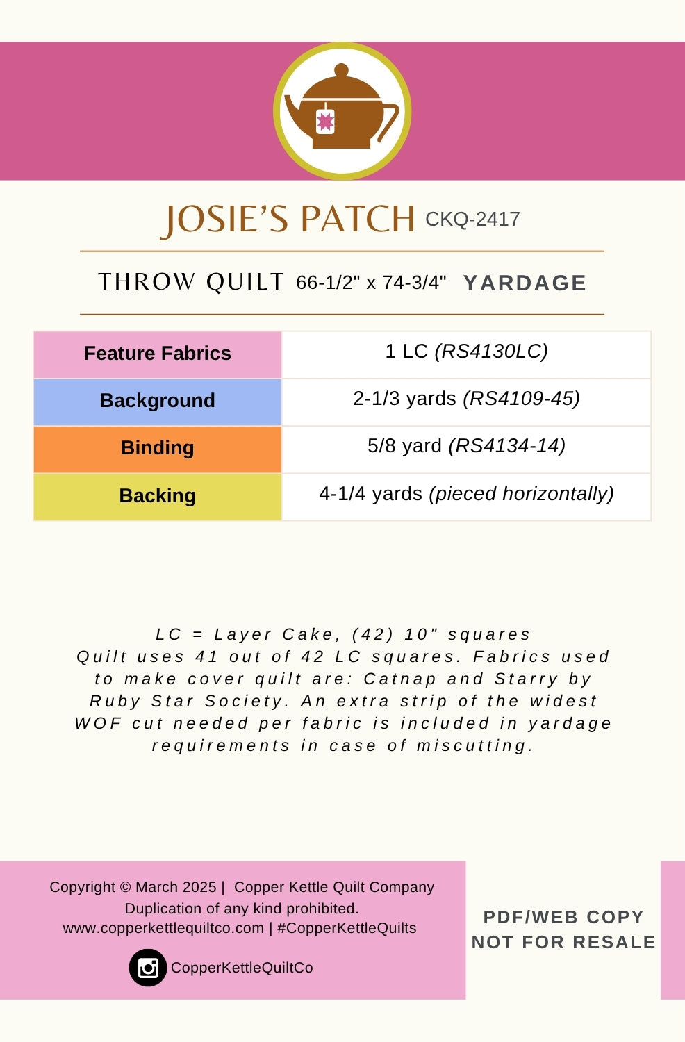 Josie's Patch Quilt by Copper Kettle Quilt Company